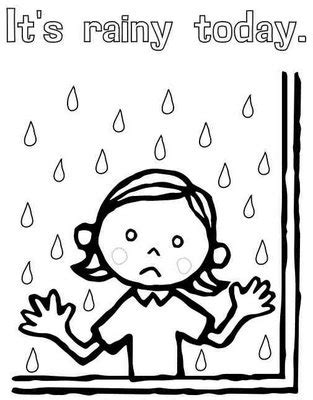 Dibujo de niña triste bajo la lluvia para colorear﻿ ~ 4 Dibujo