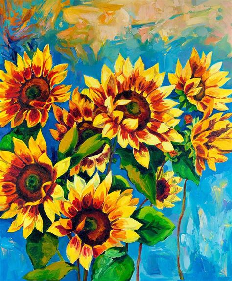 Sunflower Oil Painting Look Vinyl Print Sunflower Art Print Floral