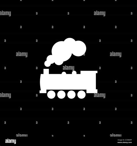 Steam Locomotive Train Icon On Black Background Black Flat Style