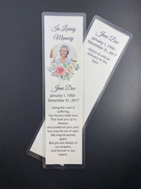 Memorial Bookmark Card Funeral Card Bookmark Set of 5 10 20 | Etsy