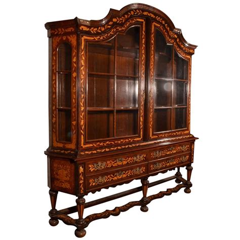 Antique Dutch Marquetry Display Cabinet Circa 1800 At 1stdibs