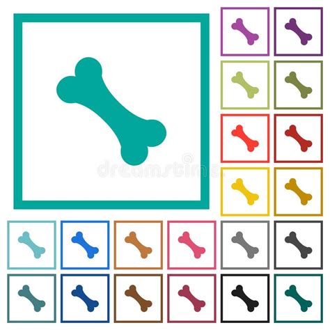 Single Bone Flat Framed Icons Stock Vector Illustration Of Object