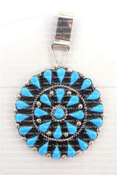 Zuni Turquoise And Sterling Silver Cluster Pendant Palms Trading Company