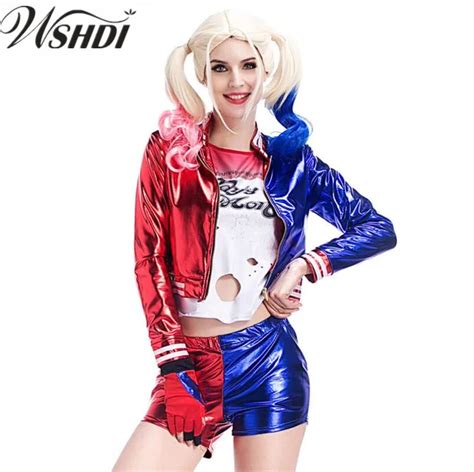 S Xl Adult Female Suicide Squad Harley Quinn Costume Cosplay Full Set