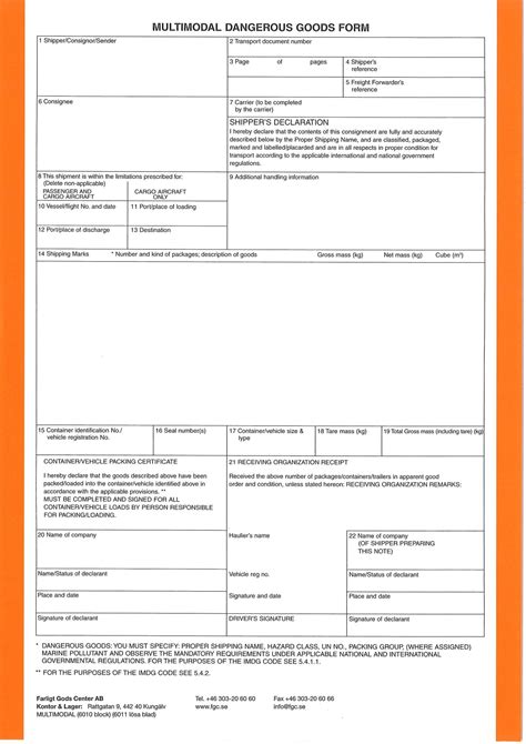 Multimodal Dangerous Goods Form Excel Format Fill Onl Vrogue Co