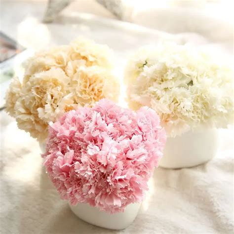 buy bouquet artificial carnation silk flowers fake leaf home and wedding party