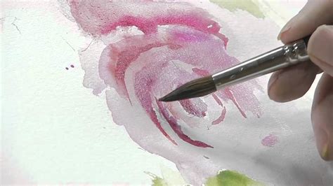 How To Paint A Red Flower With Green Leaves Using Watercolors YouTube
