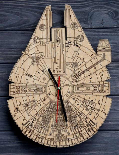 Millenium Falcon Wooden Wall Clock Large Unique clock Wood ... These pvc star wars wall are unique in designs, appealing for every type of decorations, and most importantly, protect your walls from several aspects.
