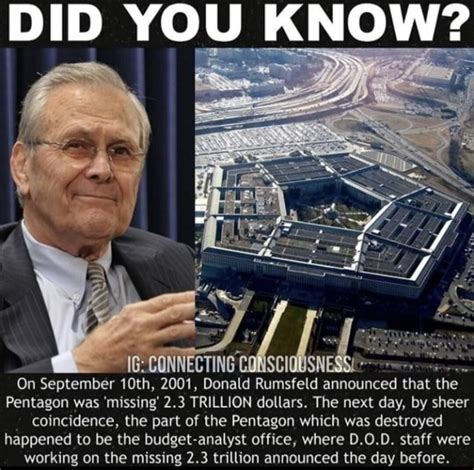 Did You Know Ig Connecting I On September 10th 2001 Donald Rumsfeld