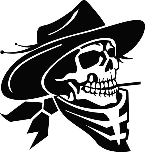 Cowboy Skull With Cigarette Car Decal Sticker Gympie Stickers