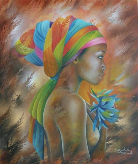 Blue Flower Female Art Art African Art Paintings