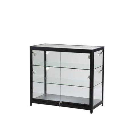Glass Display Cabinet With Lights Black Or Silver