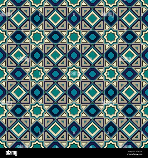 Classic Islamic Seamless Pattern Arabic Mosaic Blue Vector
