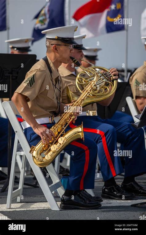 Us Marines With The 1st Marine Division Band Play During An All