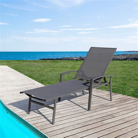 Nuu Garden Chaise Lounge Chair Aluminum With 5 Position Adjustable Back
