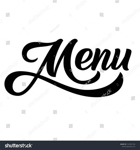 Menu Hand Lettering Brush Calligraphy Isolated Stock Vector Royalty