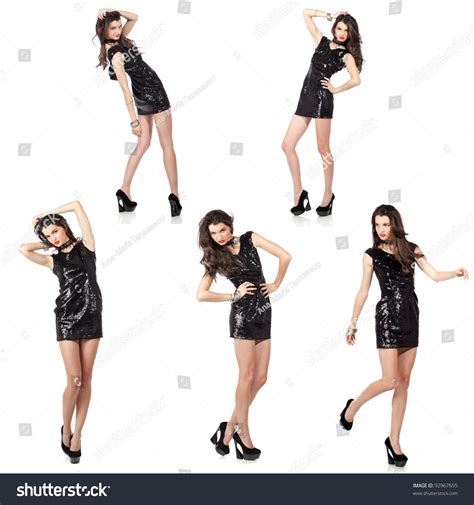 Collage Of Five Isolated Images Of An Attractive Fashion