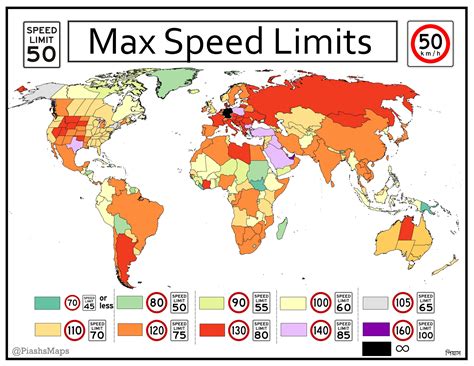 Maximum Speed Limits Around The World Vivid Maps