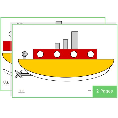 2d Steam Boat Shape Builder Sheet Busy Bunnies Learning