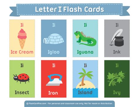 Printable Letter I Flash Cards