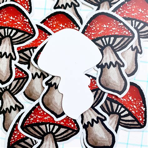 Mushroom Sticker Vinyl Decal Diecut Amanita Toadstool Robayre Etsy