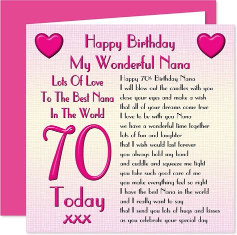 Nana 70th Happy Birthday Card Lots Of Love To The Best Nana In The