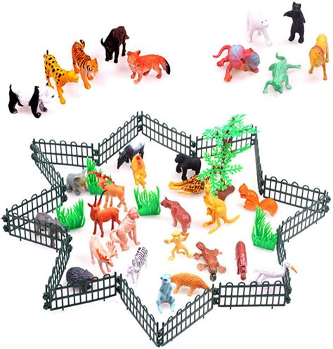 Kidzbell Mini Jungle Animals Figure Toys Play Set 53 Piece Realistic