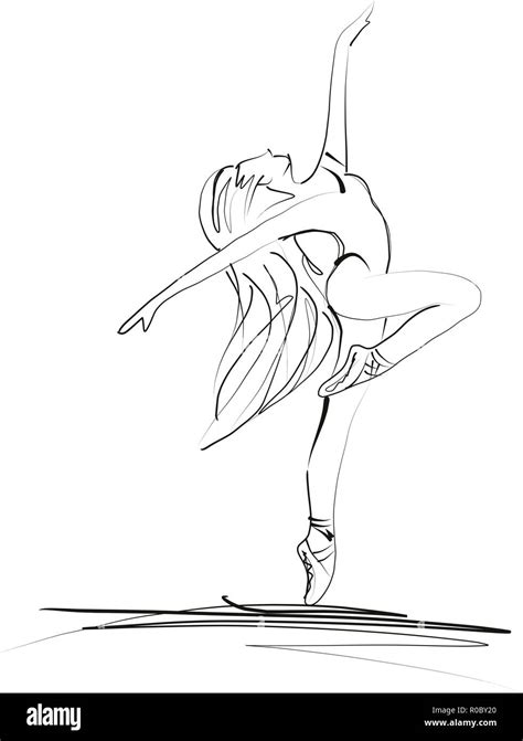Chica Bailarina De Danza Ballet Siluetas Ilustración Vectorial Imagen