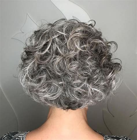 Curly Rounded Black And Silver Bob Grey Curly Hair Short Grey Hair Wavy Hair Short Hair Cuts