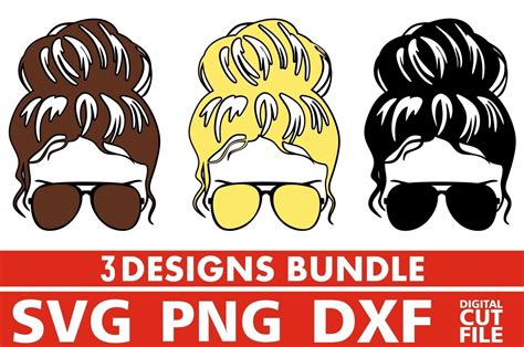 The design comes in black color which can be easily. 3x Messy Bun Bundle svg, Glasses svg, Blonde svg, Melanin ...