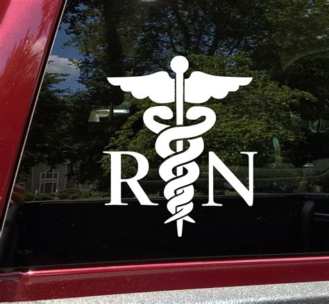 Rn With Caduceus Symbol Vinyl Decal Registered Nurse Lpn Die Cut