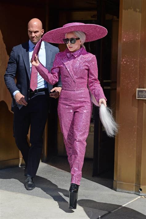 Lady Gaga In Pink Glitter Suit In 2014 Lady Gagas Most Memorable