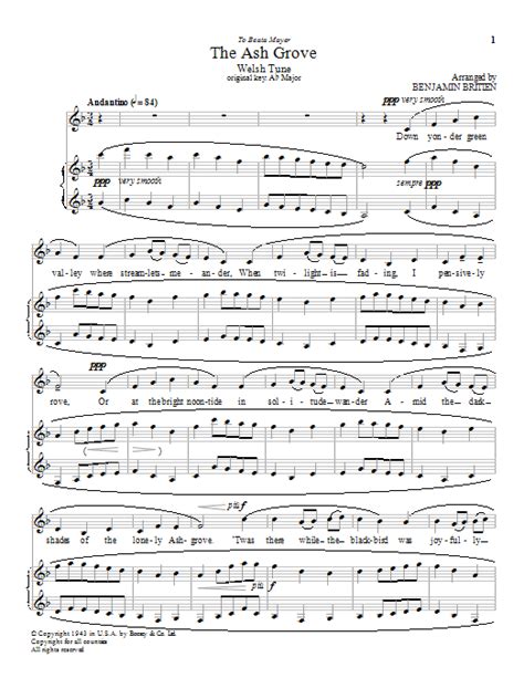 Pdf, epub, mobi download : Benjamin Britten "The Ash Grove" Sheet Music PDF Notes, Chords | Classical Score Piano & Vocal ...