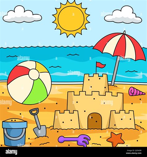 Toys On The Beach Colored Cartoon Illustration Stock Vector Image And Art