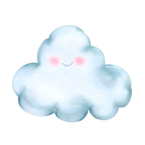Watercolor And Painting Smiling A Happy Cloud For Cute Cartoon Png