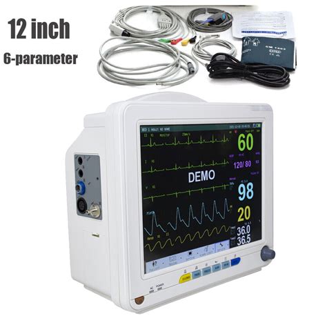12 Inch Icu Vital Sign Patient Monitor 6 Parameter Ecg Nibp Resp Temp Pr Medical