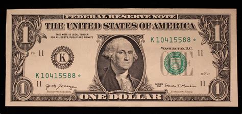 2017 K One Dollar Bill Federal Reserve Star Note Au Etsy