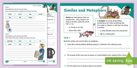 Similes And Metaphors Activity Sheets Hecho Por Educadores