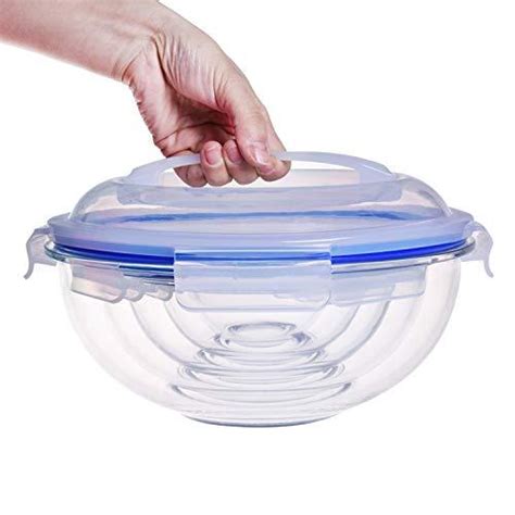 Ht Burg 10 Piece Nesting Glass Mixing Storage Bowls With Leak Mixing Bowls