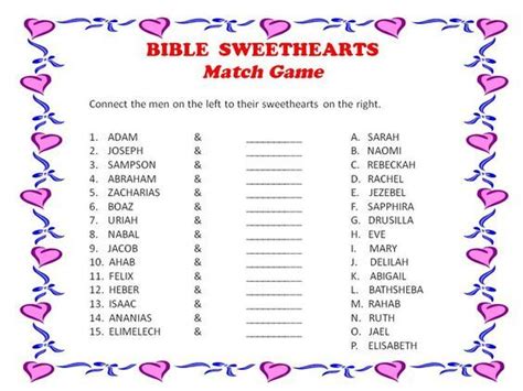 Bible Sweethearts Match Game Valentines Games For Couples Christian