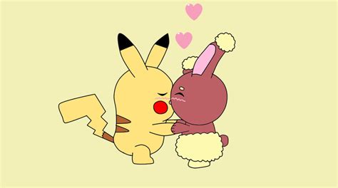 Buneary And Pikachu Kiss By Efilvega On Deviantart