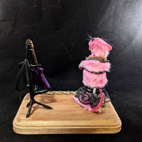 Pink Rat Rockstar Taxidermy Hot Pink Dyed Rat Is Playing A Etsy