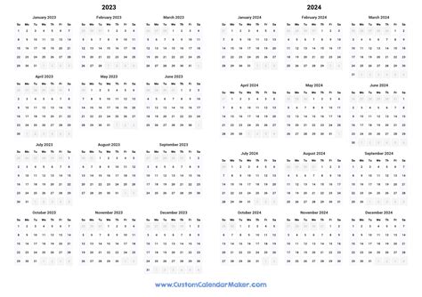 2023 And 2024 Two Year Calendar