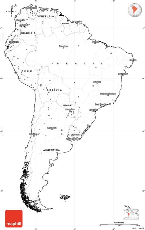 Blank Simple Map Of South America Cropped Outside