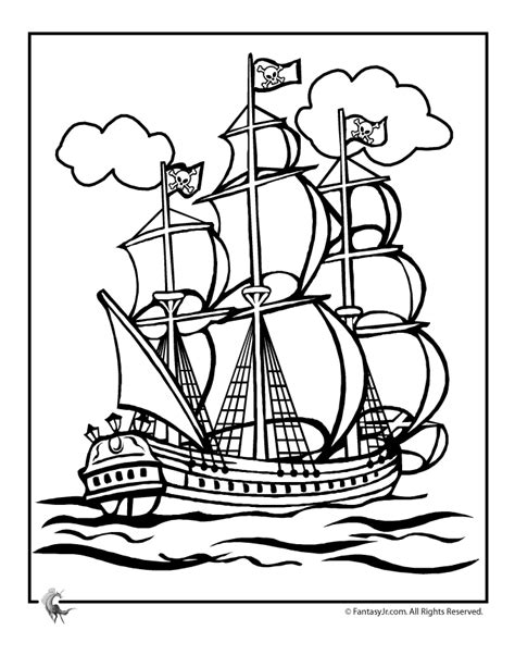 Pirate Ship Wheel Coloring Pages