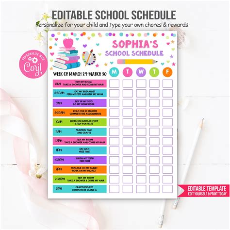 Pin On School Daily Schedule Reward Chart Planner
