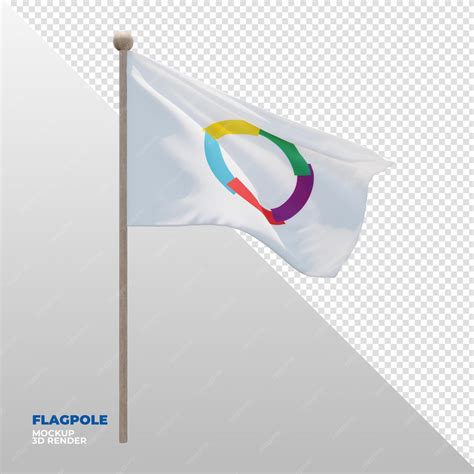 bandera de asta de bandera con textura 3d realista de la organización internacional de la