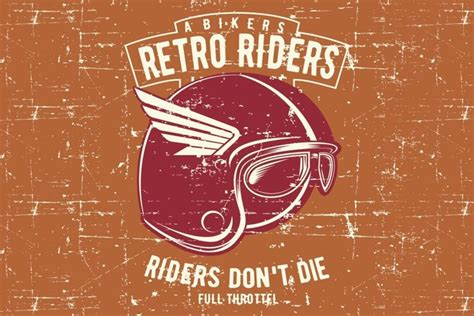 Vintage Grunge Style Helmet Retro Rider With Text Vector