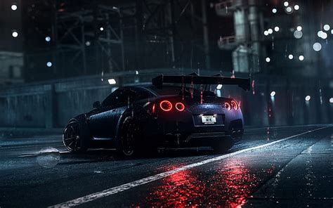 Nissan GT R Night Stance Black GT R R35 Rain Tuning Supercars