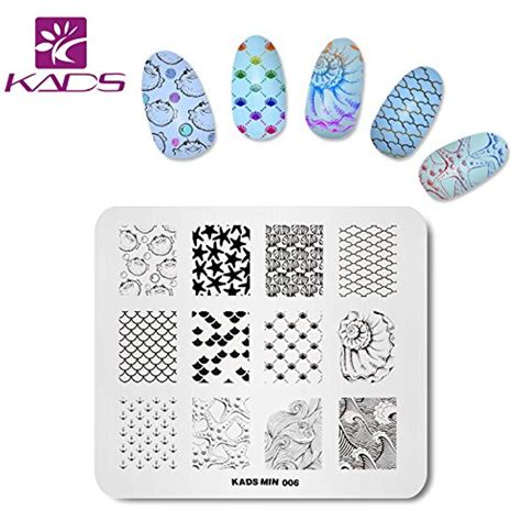 Kads 5pcs Nail Art Stamping Plate Template Stainless Steel Nail